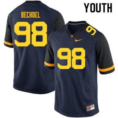 Youth West Virginia Mountaineers NCAA #98 Leighton Bechdel Navy Authentic Nike Stitched College Football Jersey XK15M60HS